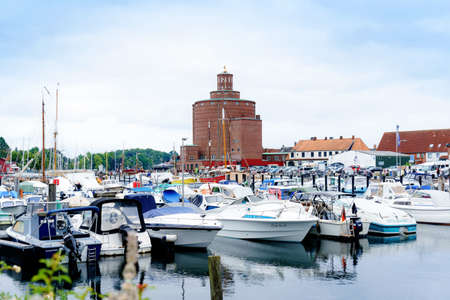 ECKERNFOERDE, GERMANY - JULY 21, 2021: harbor of Eckernfoerde in Schleswig-Holstein, Germany. Popular tourist destination on the coast of Baltic Sea in northern Germany, Schleswig-Holstein.のeditorial素材