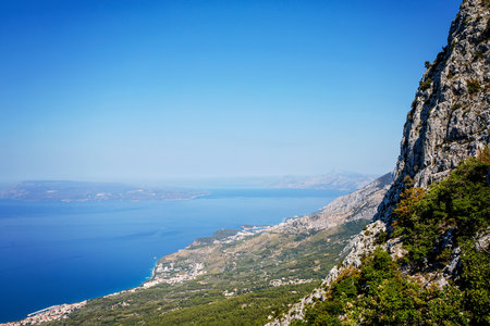 Beautiful landscape view on Makarska Riviera in Croatia on sunny summer day.の写真素材