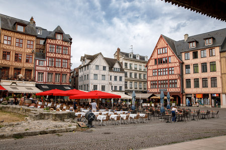 ROUEN, FRANCE - August 21, 2022: Cityscape of Rouen. Rouen in northern France on River Seine - capital of Upper Normandy region and historic capital city of Normandy.のeditorial素材