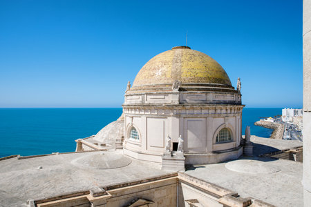 Cadiz Cathedral, Spain with an free view of the seaの写真素材