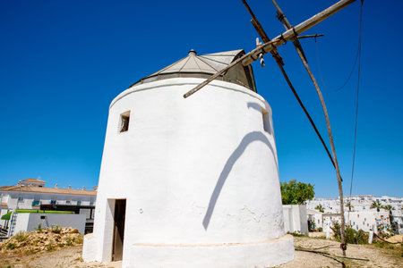 Old mill of Vejer de la Frontera, Spain, Andalusia region, Costa de la Luz, Cadiz district, White Towns, Iberian Peninsula, Old town. Ruta de los Pueblos Blancosの写真素材