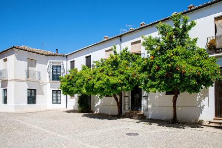 City streets of ronda, Andalusia in Spain. Beautiful white city.の写真素材