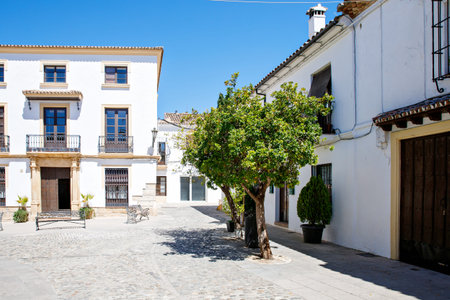City streets of ronda, Andalusia in Spain. Beautiful white city.の写真素材