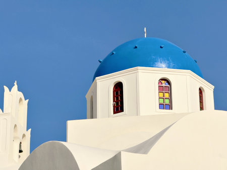 Panoramic view of Santorini, Cyclades Island, Greece. Beatuiful Oia village.の写真素材