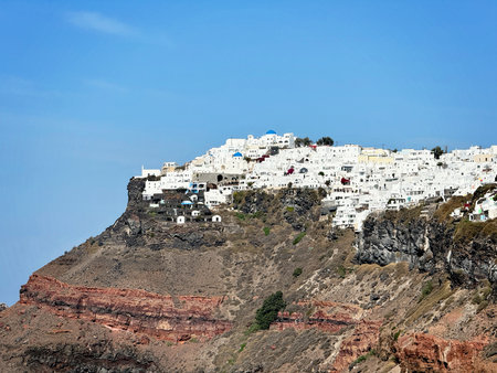 Panoramic view of Santorini, Cyclades Island, Greece. Beatuiful Oia village.の写真素材