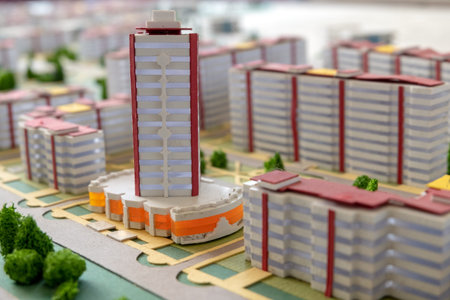Layout of high-rise buildings and streets in an abstract city. Background to illustrate mortgage...