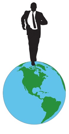 Businessman, running on globeのイラスト素材