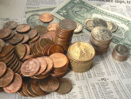 Finance series: business nespapers and moneyの写真素材
