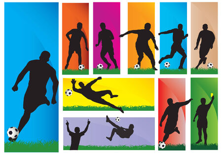 Silhouettes of a football playersのイラスト素材