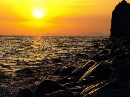 Sunset on the beachの写真素材