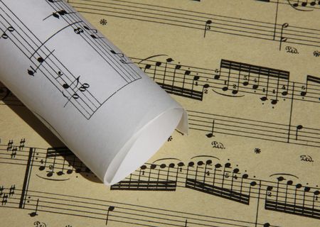 Sheets of musical symbolsの写真素材