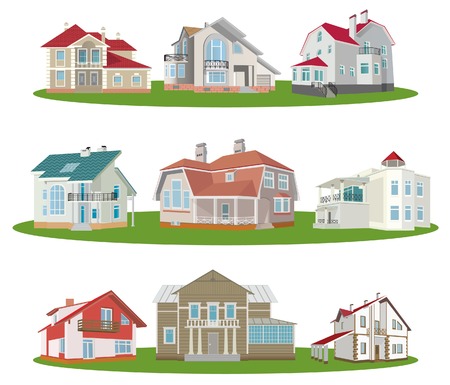 Cottages. Set. Vector illustration のイラスト素材