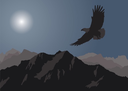 Eagle flying over the mountains.のイラスト素材
