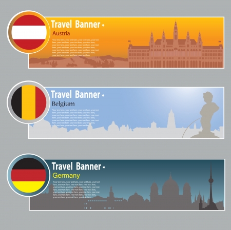 Travel banners: Austria, Germany and Belgiumのイラスト素材