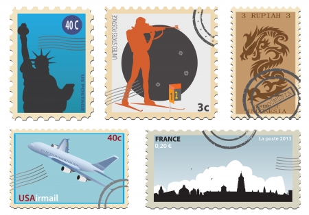 Postage stamps. Vector set のイラスト素材