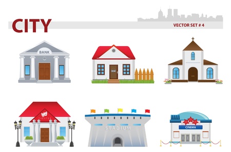 Public building cartoon. Set 4. のイラスト素材