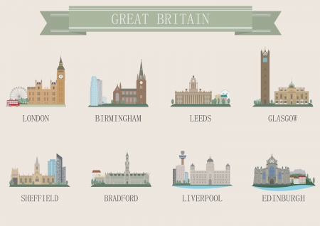 City symbol. UK. Vector setのイラスト素材
