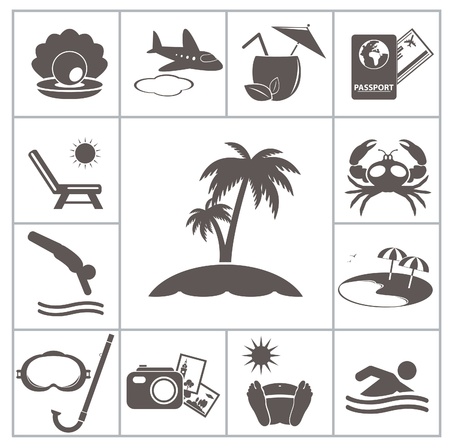 Tropic resort icons  For you designのイラスト素材