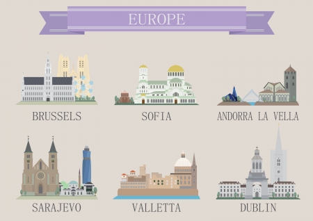 City symbol  Europe  Vector set for you designのイラスト素材