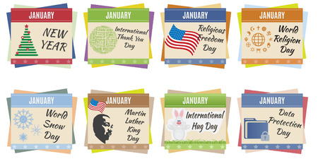 World holidays  January  For you designのイラスト素材