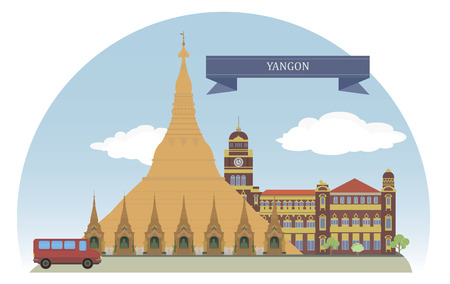 Yangon, Myanmar  For you designのイラスト素材