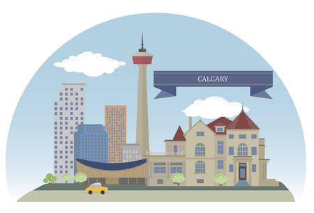 Calgary. City in the province of Alberta, Canadaのイラスト素材