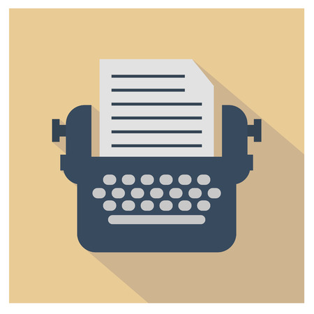 Typewriter icon. Modern flat icons vector with typewriter in retro styleのイラスト素材