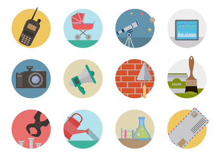 Flat icons. Set of round icons for you designのイラスト素材