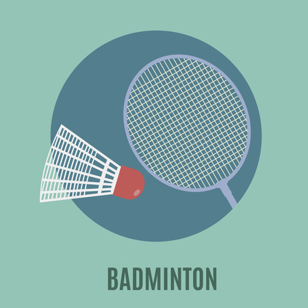 Badminton. Racket And Ball Flat Icon, EPS 8のイラスト素材