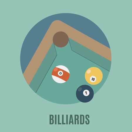 Billiards. Game illustration with billiard in flat design styleのイラスト素材