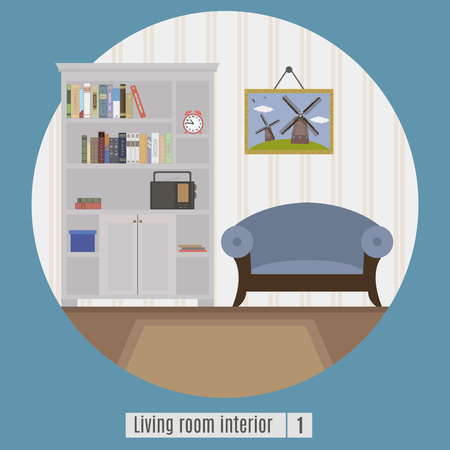 Living room interior. Flat icon for you designのイラスト素材