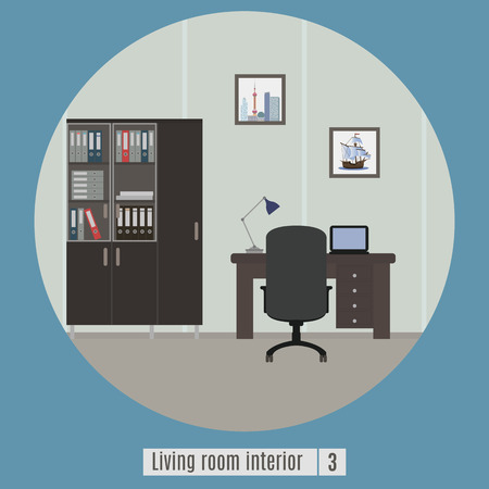 Living room interior. Flat icon. Set 3のイラスト素材