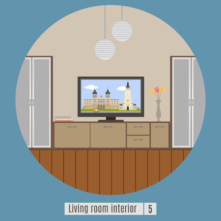Living room interior. Flat icon. Set 5のイラスト素材