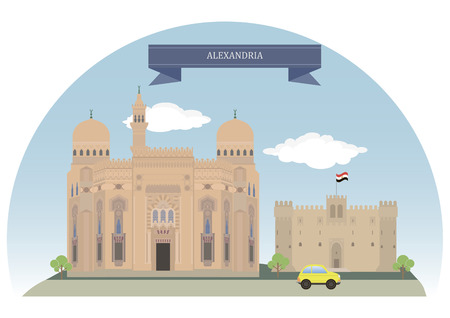 Alexandria, Egypt. Second largest city and the second largest metropolitan area in Egyptのイラスト素材