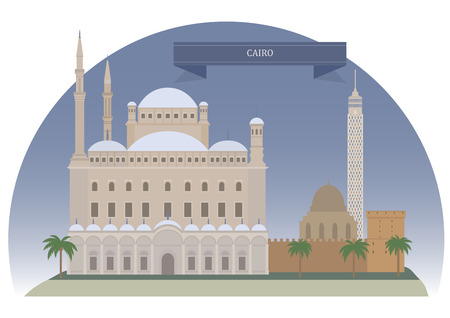 Cairo, Egypt. Capital of Egypt and the largest city in the Middle-East in Africaのイラスト素材