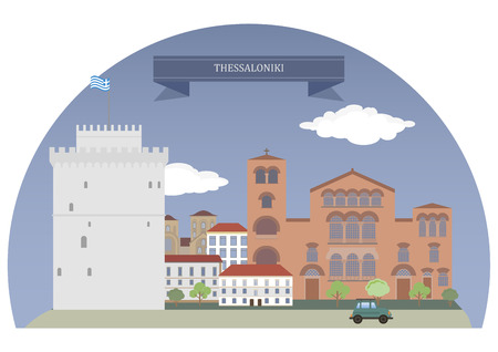 Thessaloniki, Greece. Second-largest city in Greece and the capital of Greek Macedoniaのイラスト素材