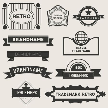 Retro Vintage Insignias or Logotypes. Vector setのイラスト素材