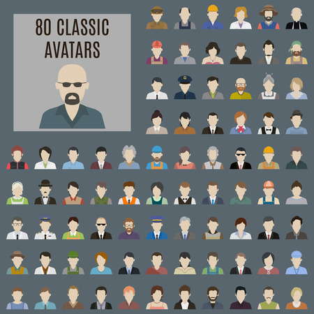 Classic avatars. Set in flat styleのイラスト素材