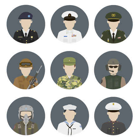 Military avatars. Vector setのイラスト素材