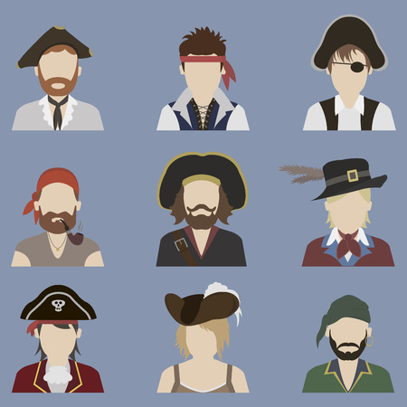 Set of avatars. Pirateのイラスト素材