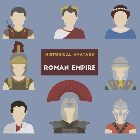 Set of historical avatars. Roman Empireのイラスト素材