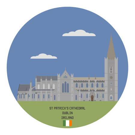 National Cathedral and Collegiate Church of Saint Patrick, Dublin, the largest church in Irelandのイラスト素材