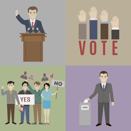 Elections. The candidate and the electorate. Flat styleのイラスト素材