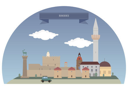 Rhodes, Greece. Principal town of the island and seat of the municipality is Rhodesのイラスト素材