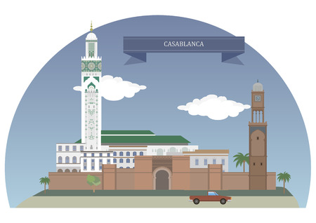 Casablanca, Morocco. Largest city of Morocco, located in the western part of the countryのイラスト素材