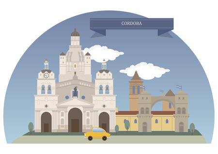 Cordoba, Argentina. Capital of Cordoba Province and the second-largest city in Argentinaのイラスト素材