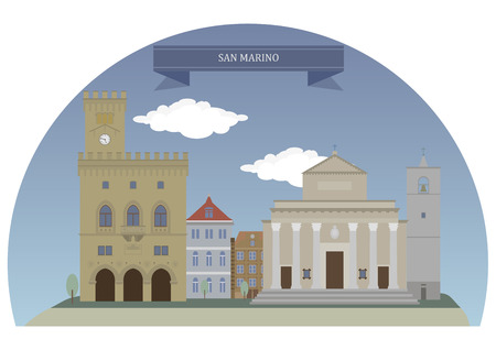 City of San Marino. Capital city of the Republic of San Marinoのイラスト素材
