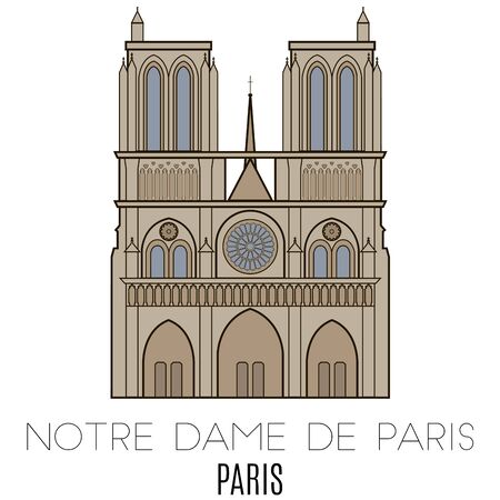 Notre Dame De Paris, Paris, France. line styleのイラスト素材