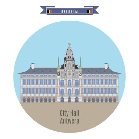 Famous Places in Belgium: Stadhuis (City Hall) of Antwerpのイラスト素材