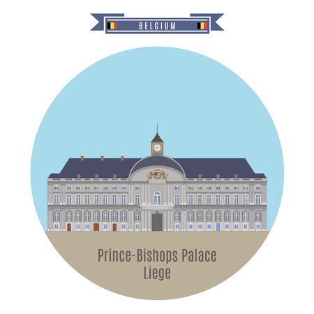Famous Places in Belgium: Prince-Bishops Palace, Liegeのイラスト素材
